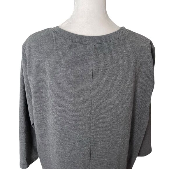 Old Navy Large Shift Dress Gray Stripe 3/4 Sleeve Career Knit Boxy - Picture 9 of 9